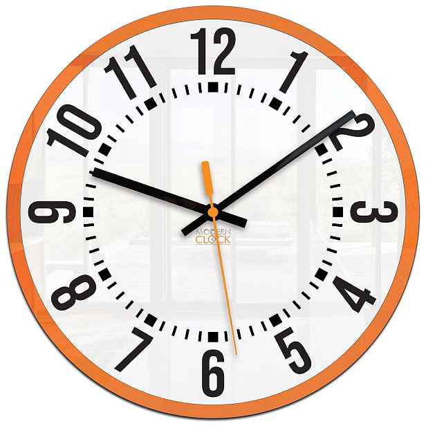 ModernClock Nástěnné hodiny Oskar 30 cm bílé/oranžové