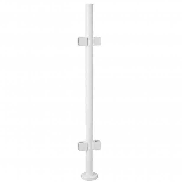 Průchozí sloupek 110 cm pro skleněné zábradlí 42 mm Bílý Loft