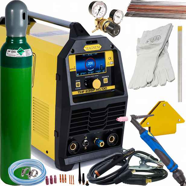 Svařovací stroj Magnum Thf 235P Ac/dc LCD Tig Puls Mma 200A 230V SET2