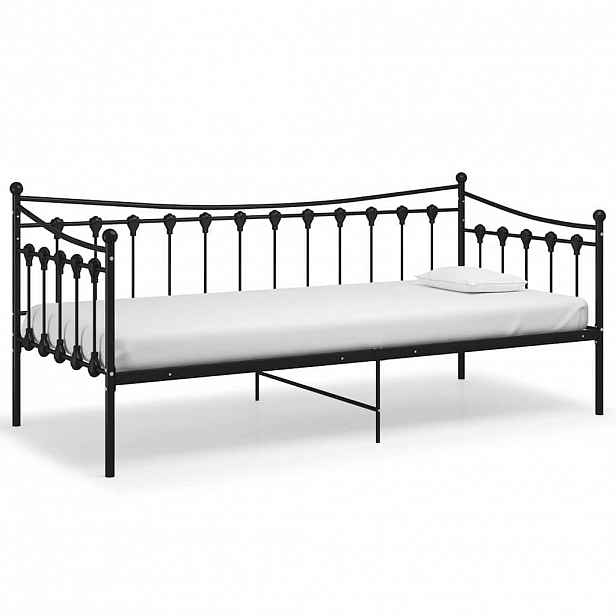 vidaXL Rám pohovky i postele bez matrace černý kovový 90 x 200 cm
