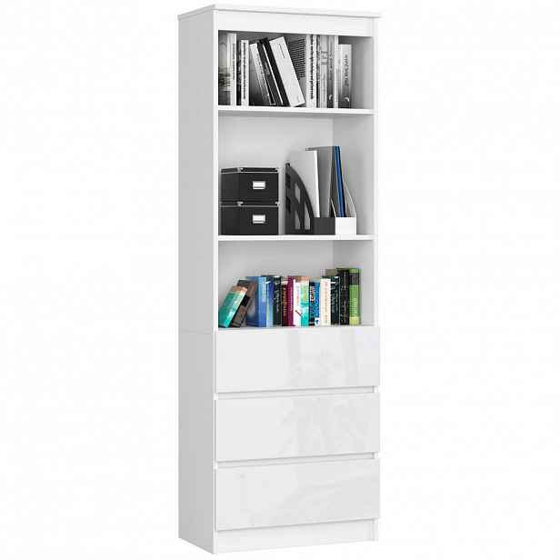 RAUMHIRSCH FURNITURE STOJACÍ REGÁL bílý, bílý lesklý 180/60/35