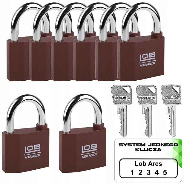 8x visací zámek KZ50 Lob Systém jednoho klíče
