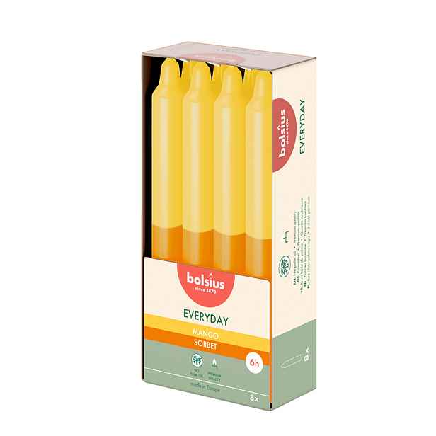 Bolsius SVÍČKA KÓNICKÁ VONNÁ MANGO 180X21MM, 8KS