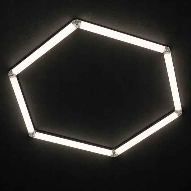 Led stropní panel černý 4000K garážový servis Hexagon 1 42W 92x79 Cm