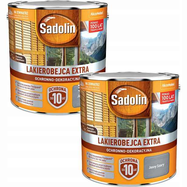 Set Sadolin Extra 2x2,5L Ochranný Lak Na Dřevo Světle Šedý 5L