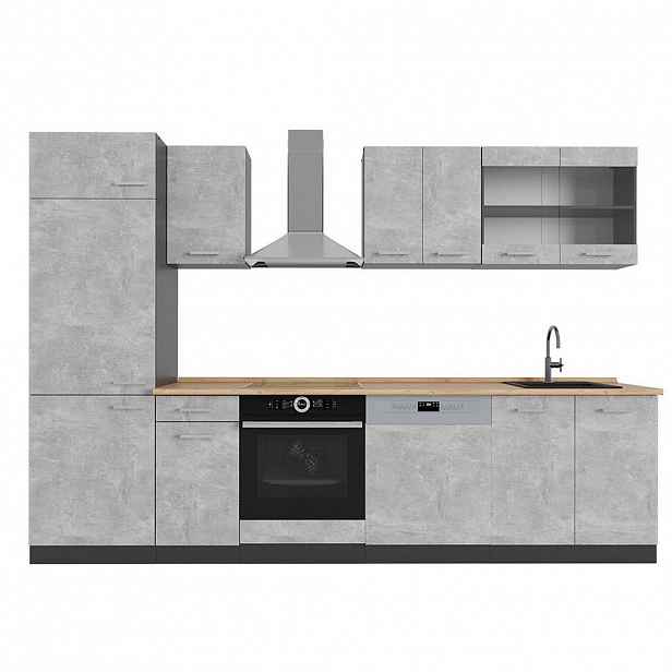 Vicco KUCHYŇSKÝ KOUT R-Line Beton/antracit 300 cm bez pracovní desky