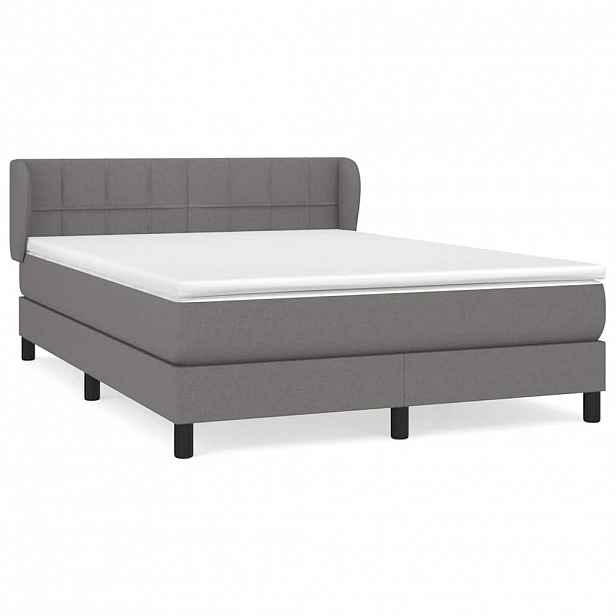 vidaXL Box spring postel s matrací tmavě šedý 140 x 190 cm textil