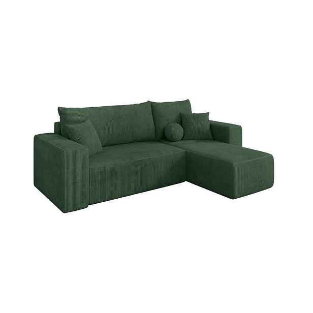 ALTDECOR ROHOVÁ SEDAČKA s funkcí spaní, otoman vpravo SENO-L 249x139x85 zelená manšestr