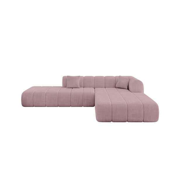 ALTDECOR ROHOVÁ SEDAČKA s otomanem, pravá BILA-L 289x176x71 Růžová Manšestr