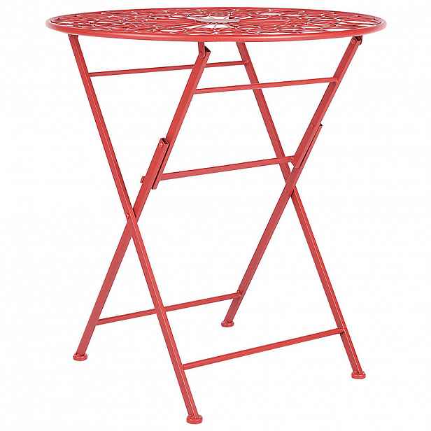 Beliani ZAHRADNÍ STŮL Kov červený 70 cm kulatý Scario