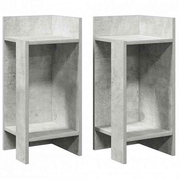 vidaXL Odkládací stolky s policí 2 ks betonová šedá 25,5x27x60 cm