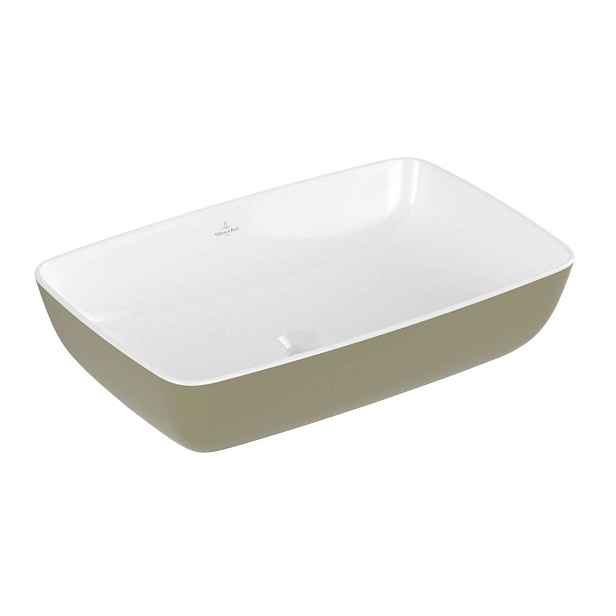Villeroy & Boch Artis - Umyvadlo na desku, 58x39 cm, bez přepadu, bez otvoru pro baterii, Sage Green 417258BCS8