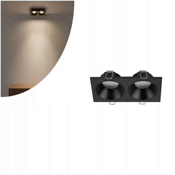 Dvojitá zapuštěná kulaté stropní svítidlo Prisma Duo Black 10579 Tk Lighting