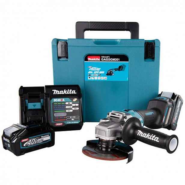 Makita - 40V AKU úhlová bruska 125 mm, 2x aku 4,0 Ah XGT, nabíječka GA023GM201