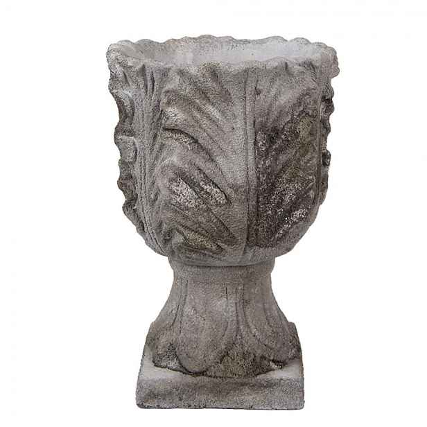 Šedý antik cementový rustikální květináč - Ø 16*24 cm Clayre & Eef