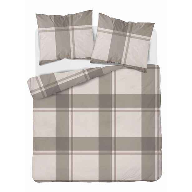 Povlečení saténové 220x200 béžová kostkovaná tkanina Home Satin