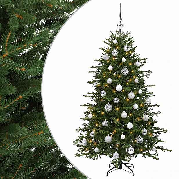 vidaXL Umělý vánoční stromek s vánočními koulemi 150 cm 150 LED