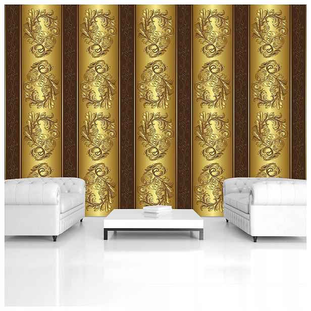 Fototapeta Zlaté ornamenty a arabesky v odstínech hnědé 254x184 lepidlo