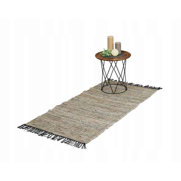 Koberec patchworkový 80 x 200 cm protiskluzový bavlna šedá kůže