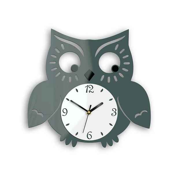ModernClock Nástěnné hodiny Owl šedé