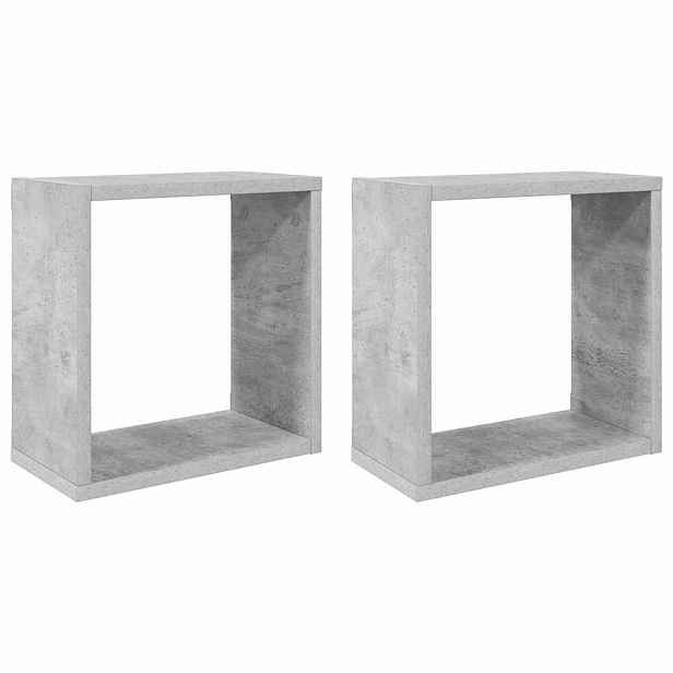 vidaXL Nástěnné police kostky 2 ks betonově šedé 30 x 15 x 30 cm