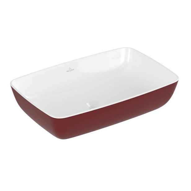 Villeroy & Boch Artis - Umyvadlo na desku, 58x39 cm, bez přepadu, bez otvoru pro baterii, Bordeaux 417258BCS9