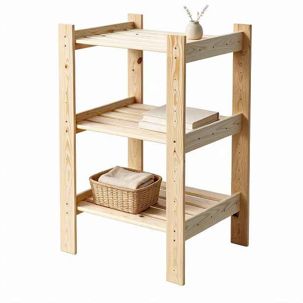 Borovicový regál do úložného prostoru 78,4x40x44,9 cm dřevěný Leo
