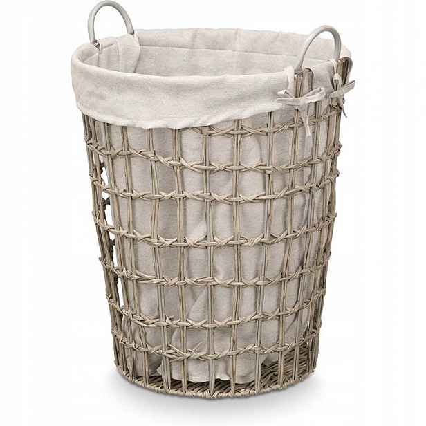 Koš na prádlo s úchyty, jednokomorový, 59 cm, šedý