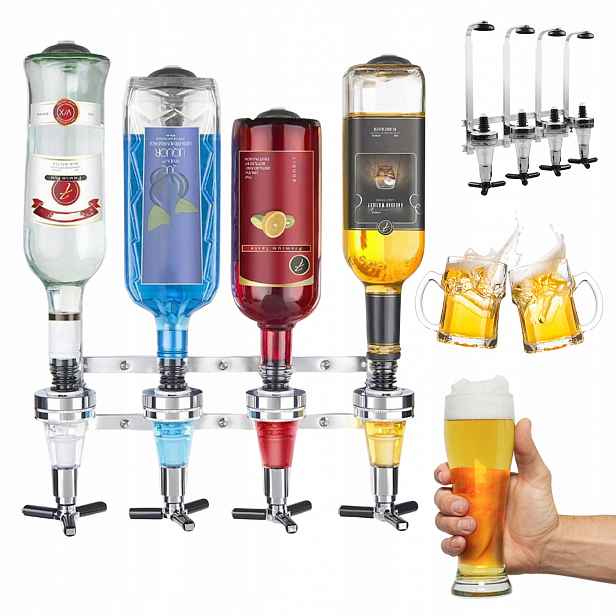 Nástěnný Dávkovač Na 4 Lahve S Nastavitelným Držákem Na Pivo A Víno