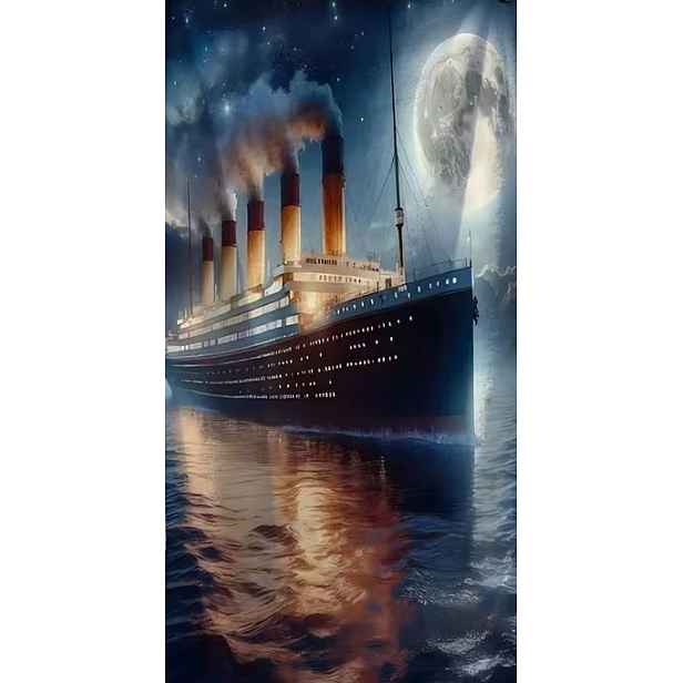 Ručník Titanic Ocean Noc Měsíc Luxusní Loď Plavba Plážový Ručník