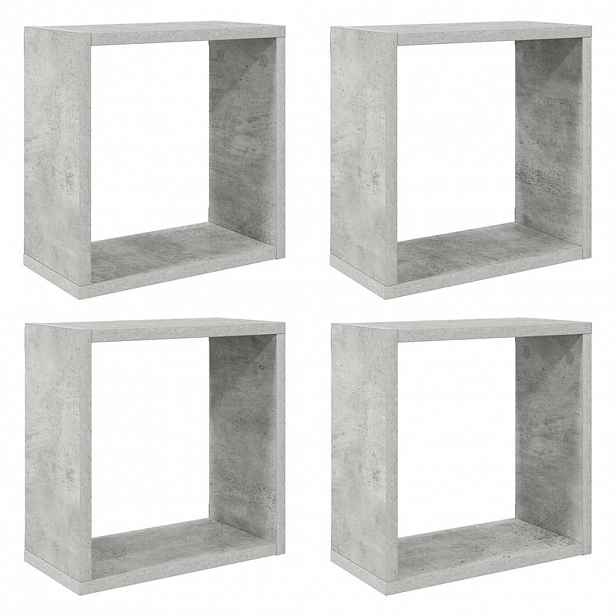 vidaXL Nástěnné police kostky 4 ks betonově šedé 30 x 15 x 30 cm