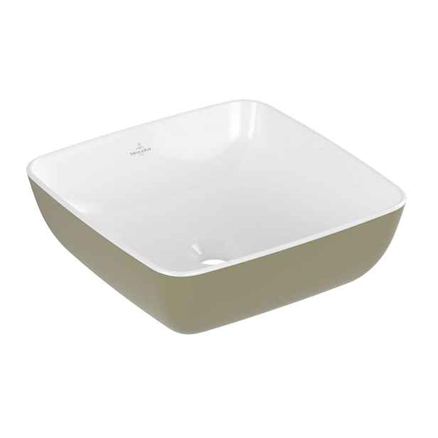 Villeroy & Boch Artis - Umyvadlo na desku, 41x41 cm, bez přepadu, bez otvoru pro baterii, Sage Green 417841BCS8