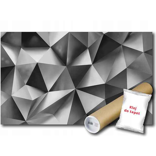 Vinylová Fototapeta Abstrakce Geometrie 3D Trojúhelníky Šedá 416x254