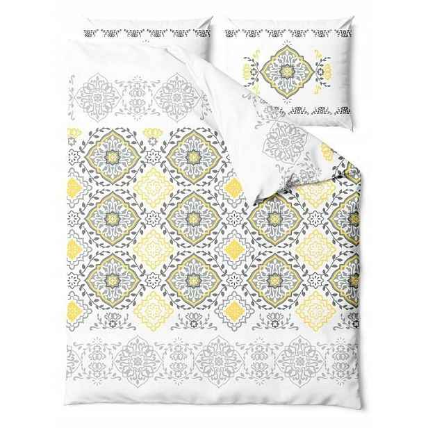 Povlečení Sunshine Glamour 160x200, bílá žlutá, šedé ornamenty
