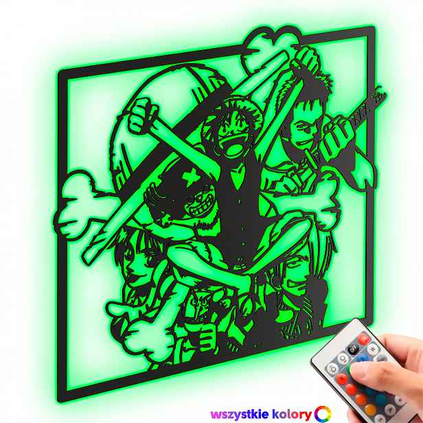 Dřevěný 3D obraz Anime One Piece Nástěnná Dekorace Noční Lampa Led XL