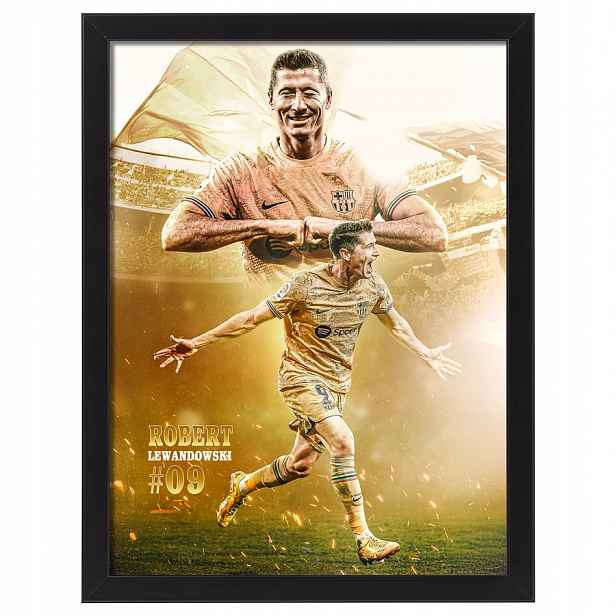 Obraz v rámečku Robert Lewandowski Fc Barcelona dárek 70x50 cm