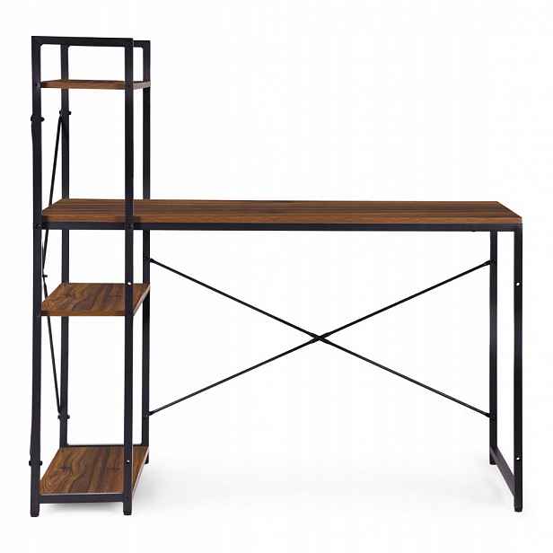 Počítačový Stůl Loft 120X60 CM Tmavý Ořech 3 Police Modernhome