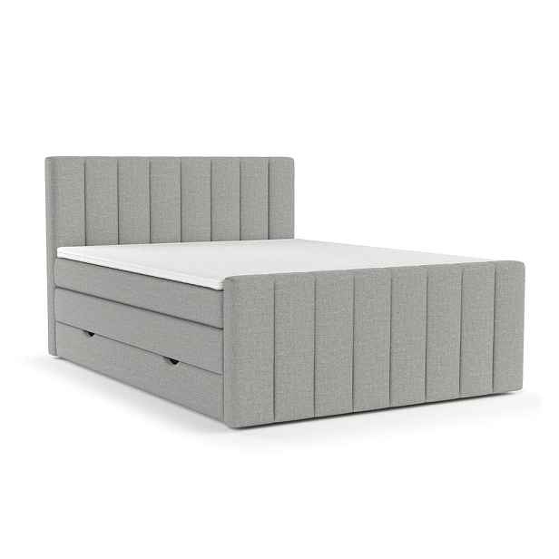 Světle šedá boxspring postel s úložným prostorem 140x200 cm Ruby – Maison de Rêve