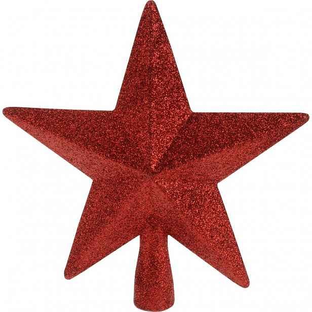 Vánoční špička na stromeček hvězda Oliveri červená, 19 x 5 cm