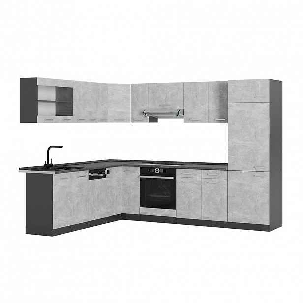 Vicco ROHOVÁ KUCHYŇ R-Line, Beton/Antracit, 287 x 227 cm, PD Antracit