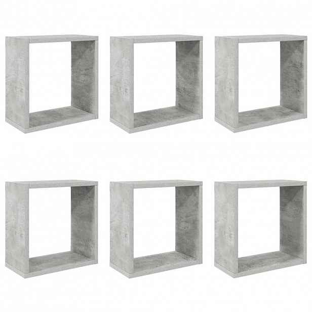 vidaXL Nástěnné police kostky 6 ks betonově šedé 30 x 15 x 30 cm