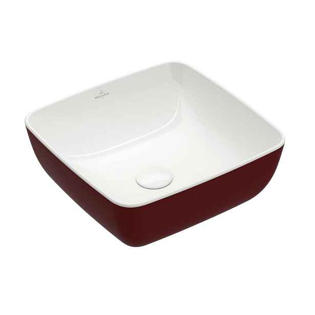 Villeroy & Boch Artis - Umyvadlo na desku, 41x41 cm, bez přepadu, bez otvoru pro baterii, Bordeaux 417841BCS9
