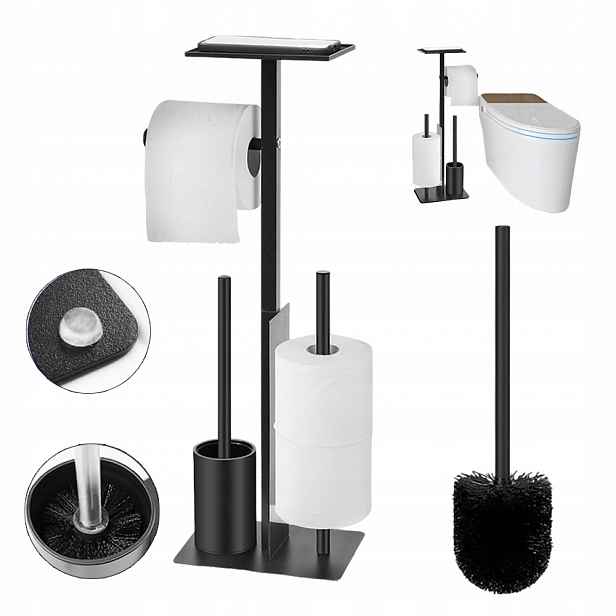 Wc Kartáč Stojan Na Papír Na Toaletu Držák Kovový 65 cm Černý