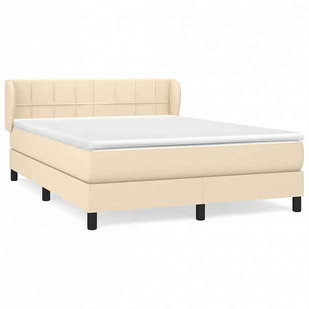 vidaXL Box spring postel s matrací krémová 140x190 cm textil