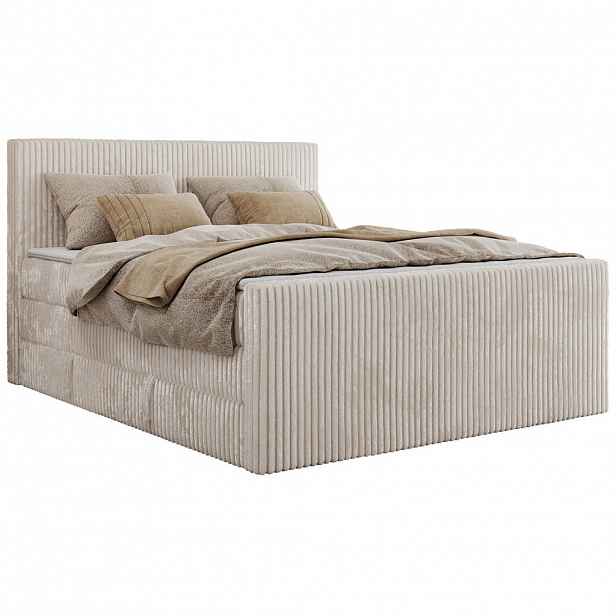 MKS POSTEL BOXSPRING TILIANO KING DUO 180/200 - Béžová manšestr - H3