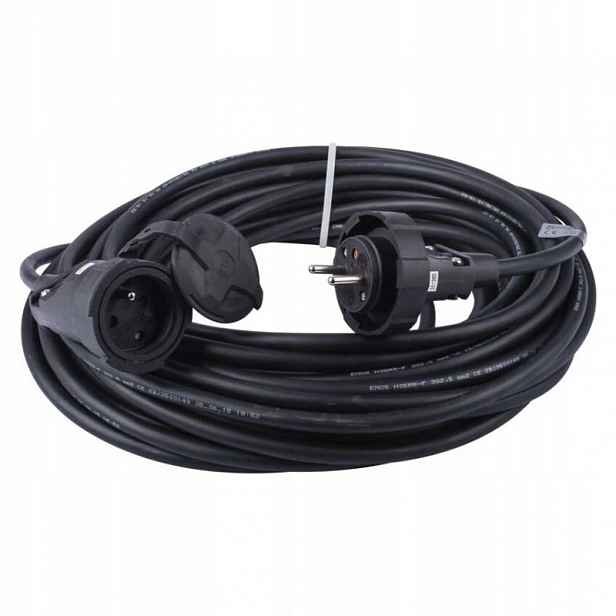Venkovní prodlužovací kabel 20 m 1 zásuvka černý guma 230 V 2,5…