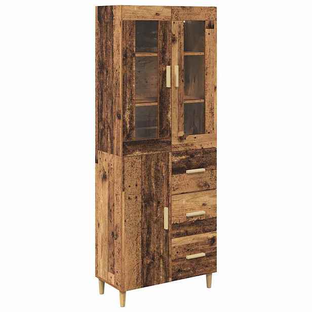 vidaXL Vysoký bufet Staré dřevo 34,5 x 34 x 180 cm Kompozitní dřevo