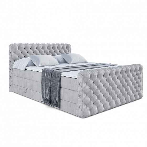 ALTDECOR BOXSPRINGOVÁ postel BOXI8-Z KING – 200 x 200 – H3/H4 – světle šedá