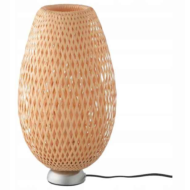 Ikea Boja Stolní lampa, niklovaná/bambus/ratan