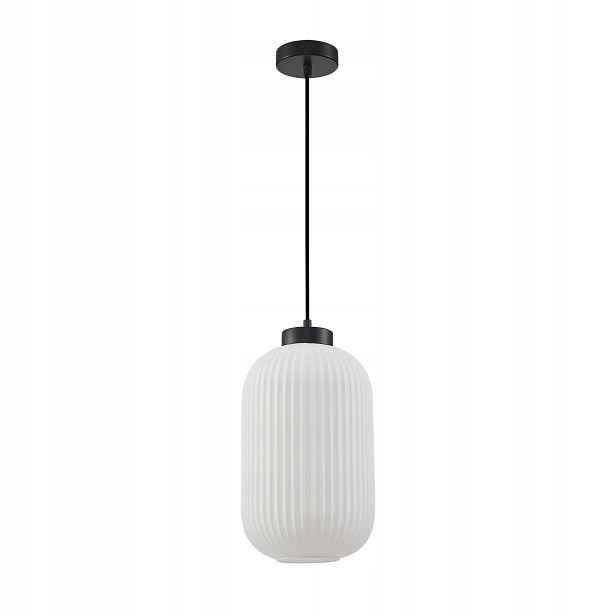 Italux Lindo závěsná lampa černo-bílá rýhovaná E27 1x40W